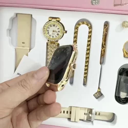 Smart Watch plus Ladies Watch + Bracelet,Neckles, Ring and Earing Complete Box Set.