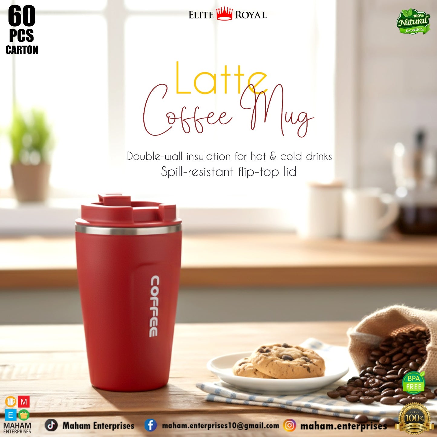 Latte Coffee Mug Beautiful Colors & Design