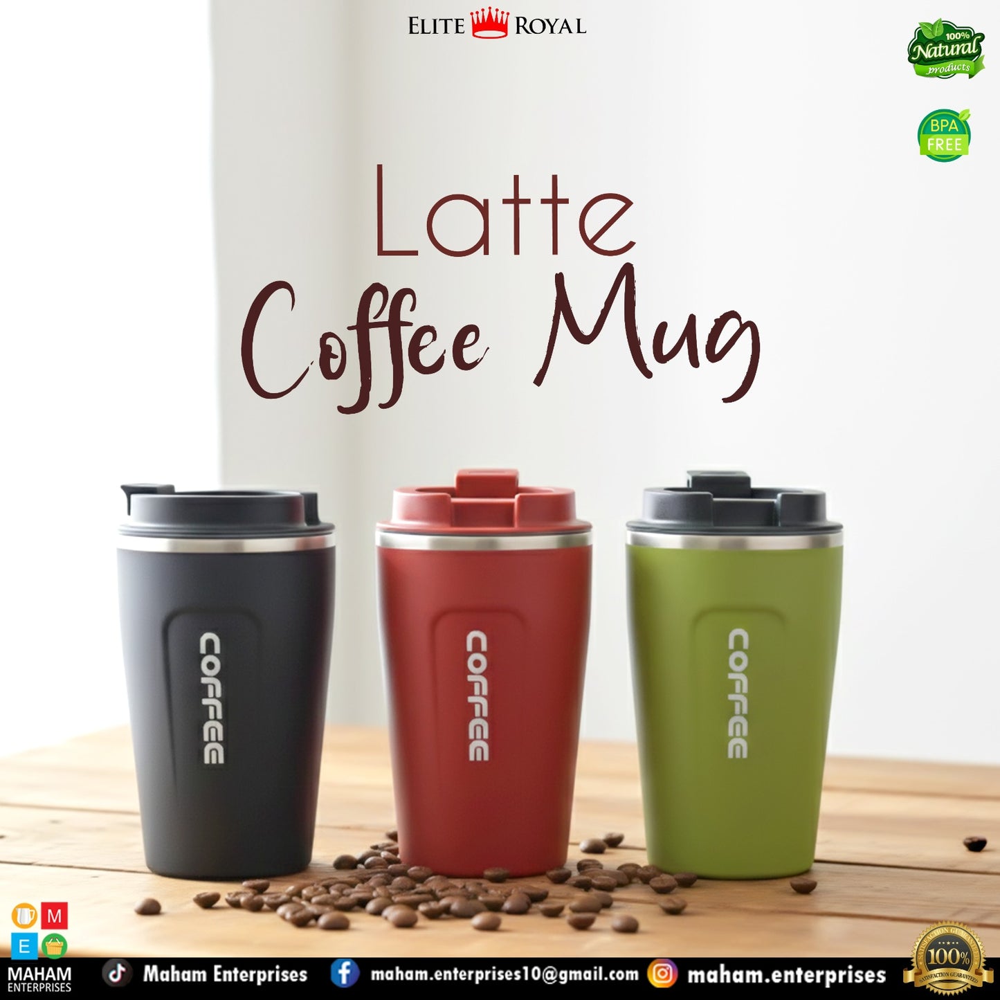 Latte Coffee Mug Beautiful Colors & Design