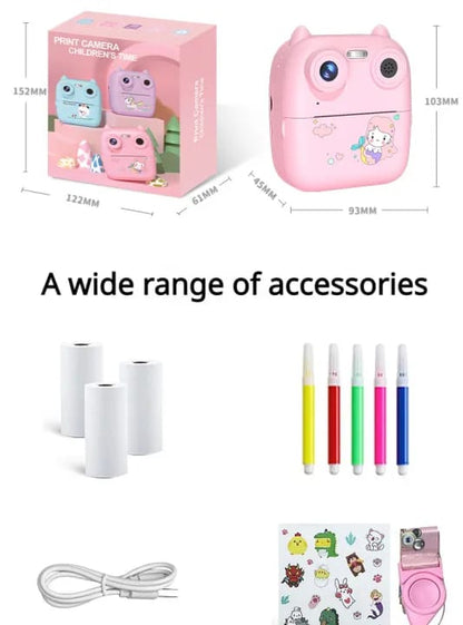 D8S HD 1080P Front  Rear Dual Lens Kids Digital Print Camera 48MP