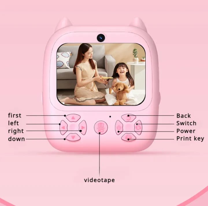 D8S HD 1080P Front  Rear Dual Lens Kids Digital Print Camera 48MP