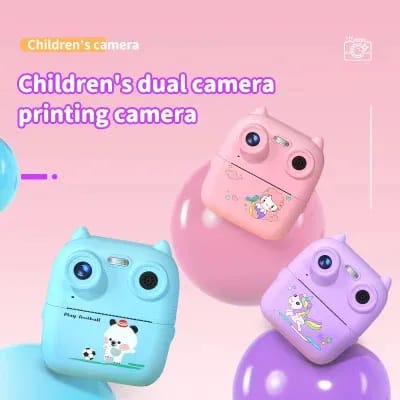 D8S HD 1080P Front  Rear Dual Lens Kids Digital Print Camera 48MP